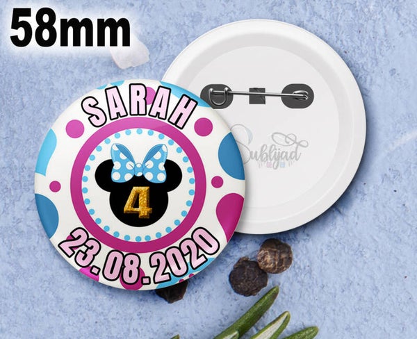 Badge rond Cadeau Anniversaire personnalisable avec Pénom et Date