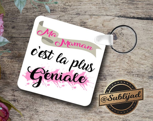 PORTE clé clés clef Sac RECTO VERSO Ma Maman c'est la plus géniale