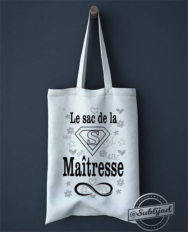 SAC TOTE BAG de la super maîtresse idée cadeau fin d'année scolaire