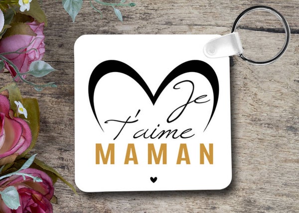 PORTE clé clés clef Sac RECTO VERSO Je t'aime Maman