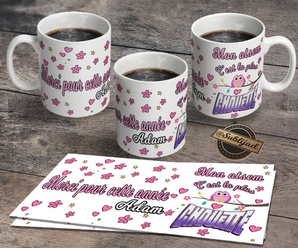 TASSE Mug Mon ATSEM c'est la plus chouette avec prénom de votre choix