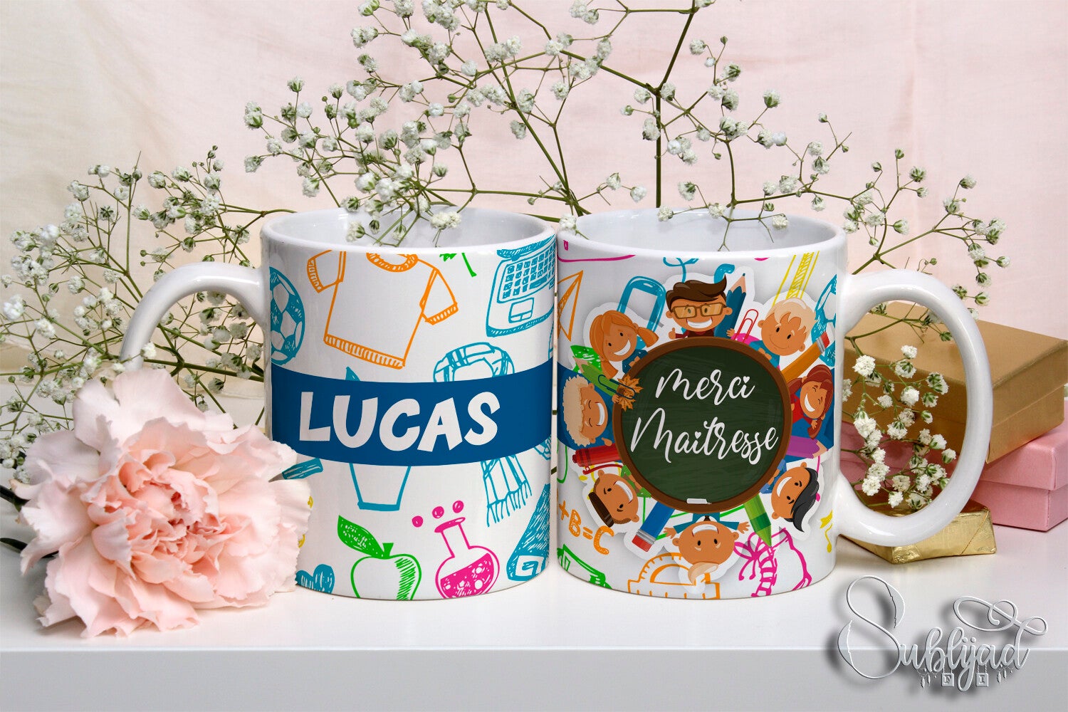 TASSE Mug Merci maîtresse  personnalisé avec le prénom de votre choix
