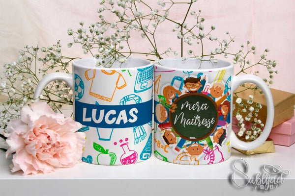 TASSE Mug Merci maîtresse  personnalisé avec le prénom de votre choix
