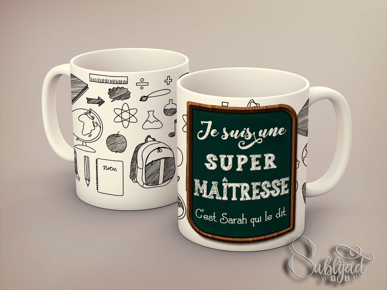 TASSE Mug je suis une super maîtresse  personnalisé avec le prénom de votre choix