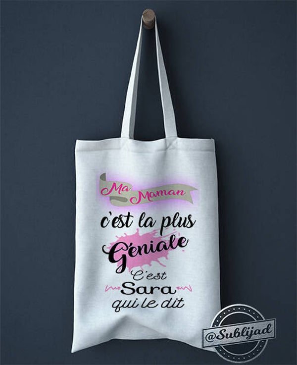 SAC TOTE BAG Ma maman c'est la plus géniale Personnalisable avec Prénom idée cadeau original