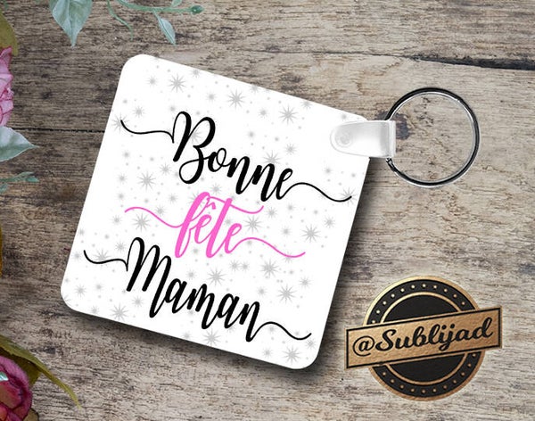 PORTE clé clés clef Sac RECTO VERSO Bonne Fête Maman
