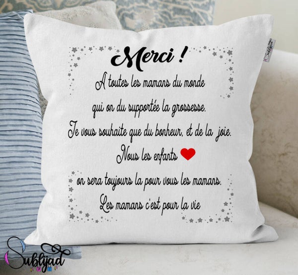 Coussin Merci à routes les Maman