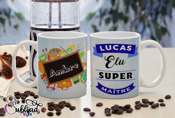 TASSE Mug Elu super maître personnalisé avec les prénoms de votre choix idée cadeau fin d'année