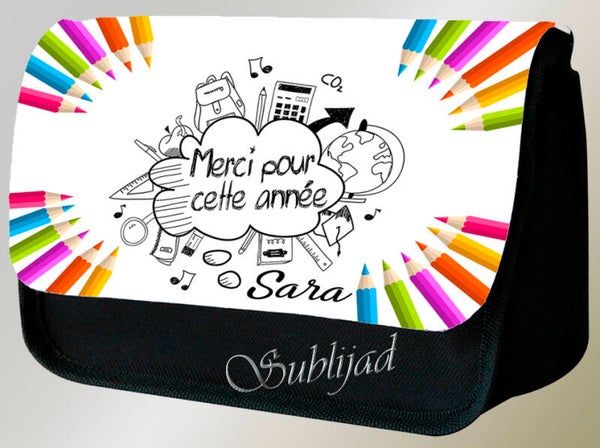 TROUSSE A CRAYONS Merci pour cette personnalisée avec le prénom de votre choix