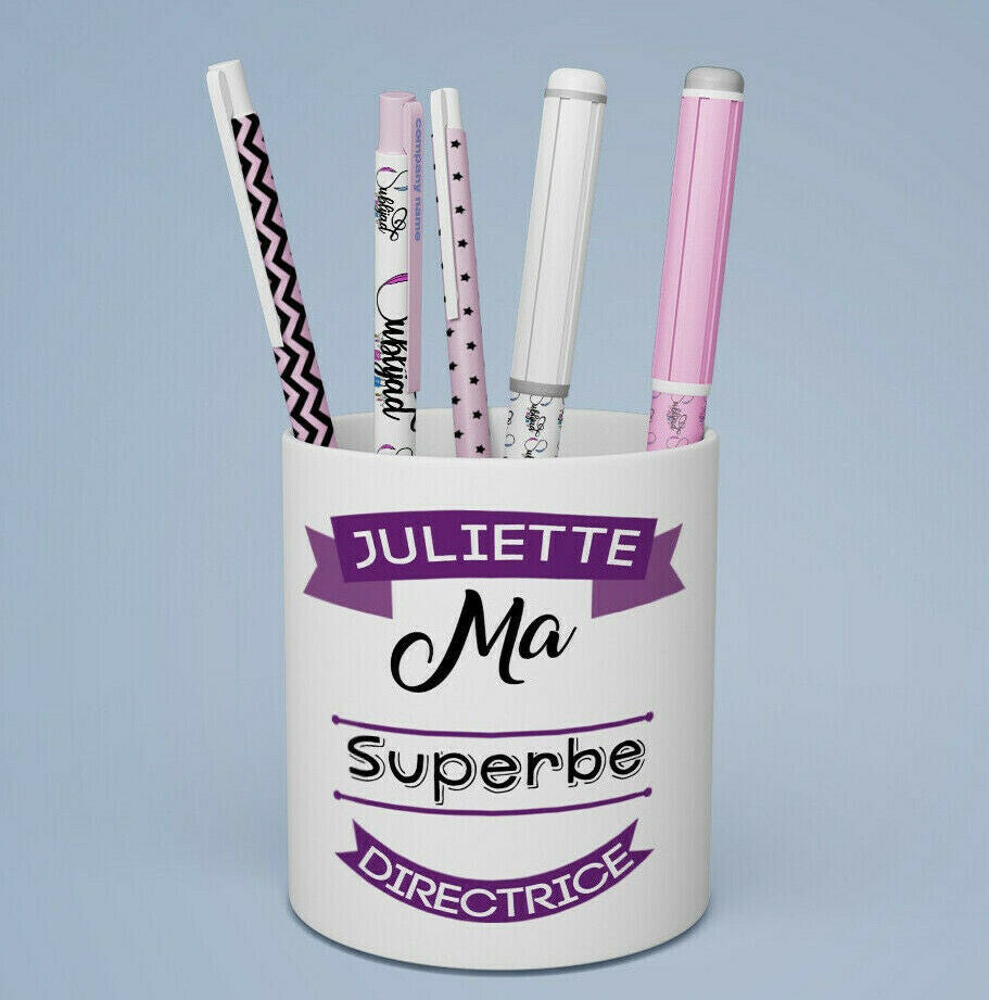 Pot à crayons Ma superbe Directrice personnalisé avec le prenom de votre choix
