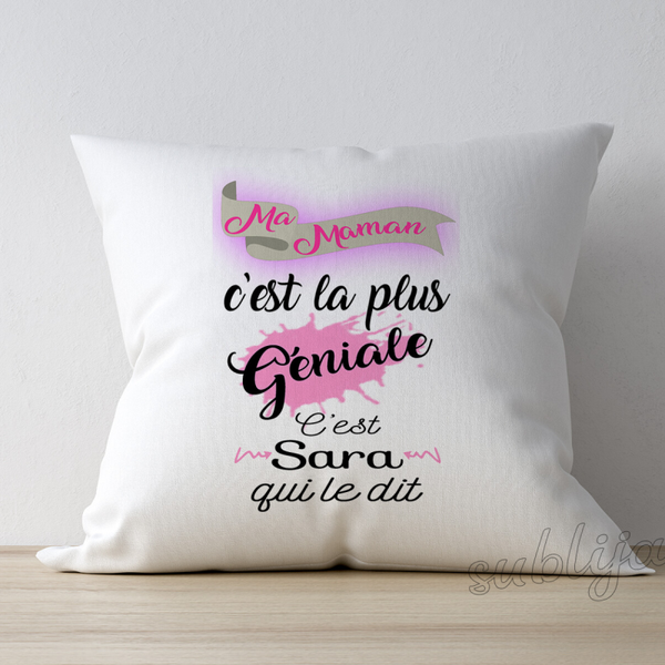 Coussin Ma maman c'est la plus génial Personnalisable avec le prénom de votre choix idée cadeau Fête des Mères