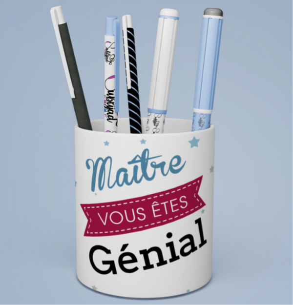 Pot à crayons Maître trop génial idée cadeau fin d'année