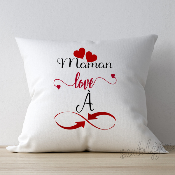 Coussin Maman je t'aime à l'infini idée cadeau Fête des Mères
