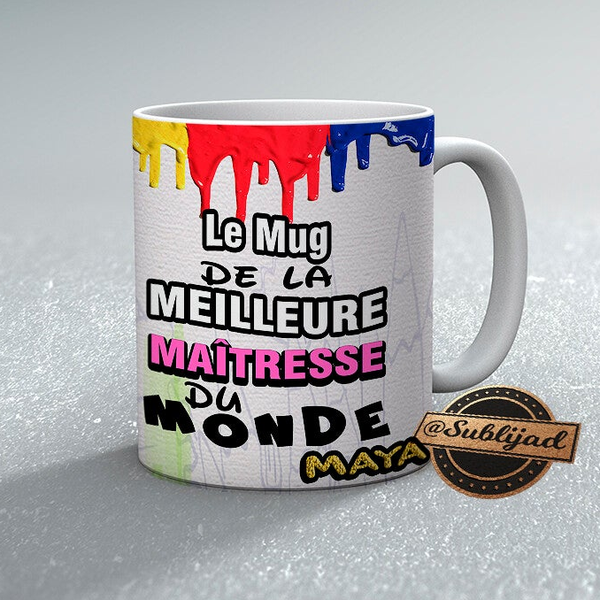 TASSE Mug Meilleure maîtresse du monde personnalisé avec le prénom de votre choix