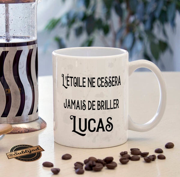 TASSE Mug l'étoile ne cessera jamais de briller personnalisable avec le prénom de votre choix