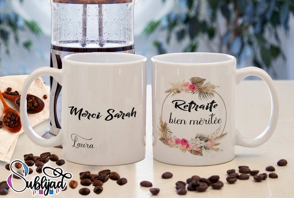 Mug Tasse Retraite personnalisé avec les prénoms de votre choix
