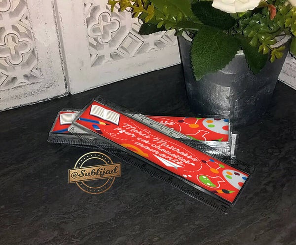 Règle acrylique 15 cm avec plaque aluminium personnalisée merci maîtresse