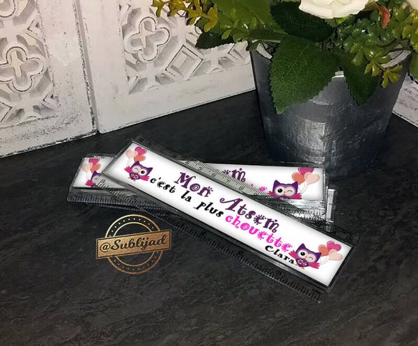 Règle 15 cm avec plaque aluminium Mon Atsem c'est la plus chouette personnalisée avec le prénom de votre choix