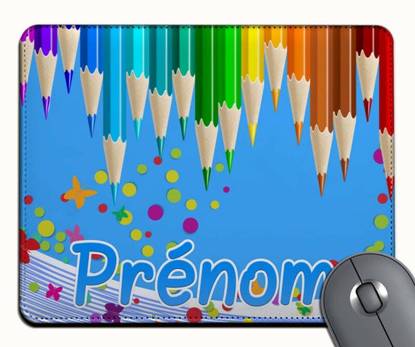 Tapis de souris simili cuir Maîtresse Maître ATSEM AVS personnalisé avec prénom