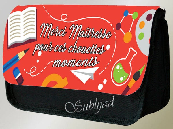 TROUSSE A CRAYONS Merci maîtresse idée Cadeau fin d'année scolaire