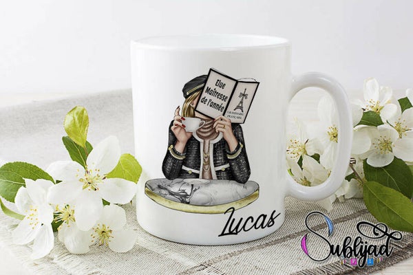 TASSE Mug Elue Maîtresse de l'année personnalisé avec le prénom de votre enfant