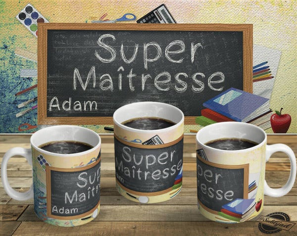 TASSE Mug Super maîtresse personnalisé avec le prénom de votre choix