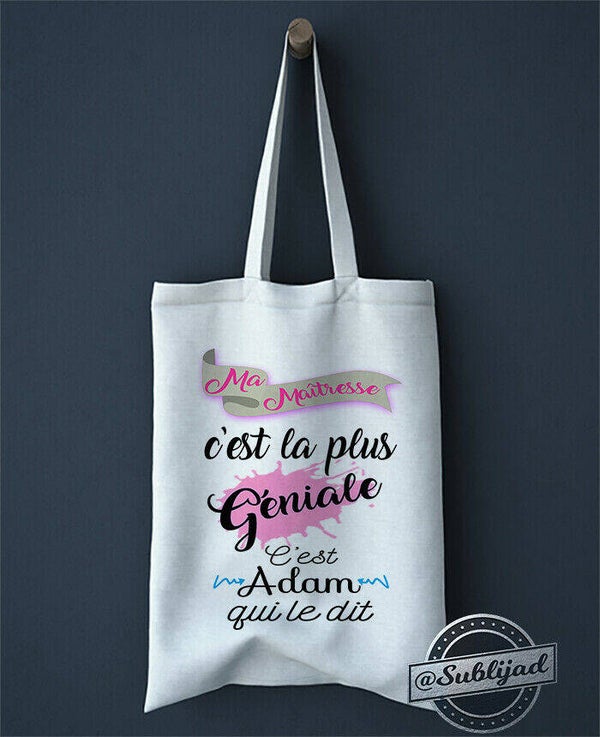 SAC TOTE BAG Ma maîtresse c'est la plus géniale personnalisable avec le prénom de votre choixidée cadeau fin d'année