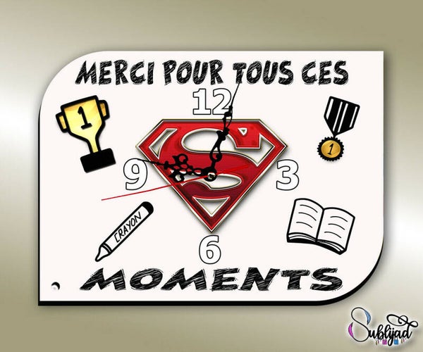 Horloge Pendule remerciement Maître Maîtresse Atsem Nounou Directeur Directrice