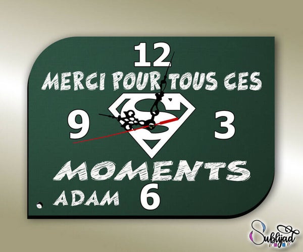 Horloge Pendule remerciement Maître Maîtresse Atsem Directeur Directrice ... personnalisé avec prénom