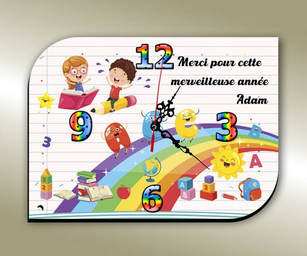 Horloge Pendule remerciement Maître Maîtresse Directeur Directrice idée Cadeau fin d'année scolaire