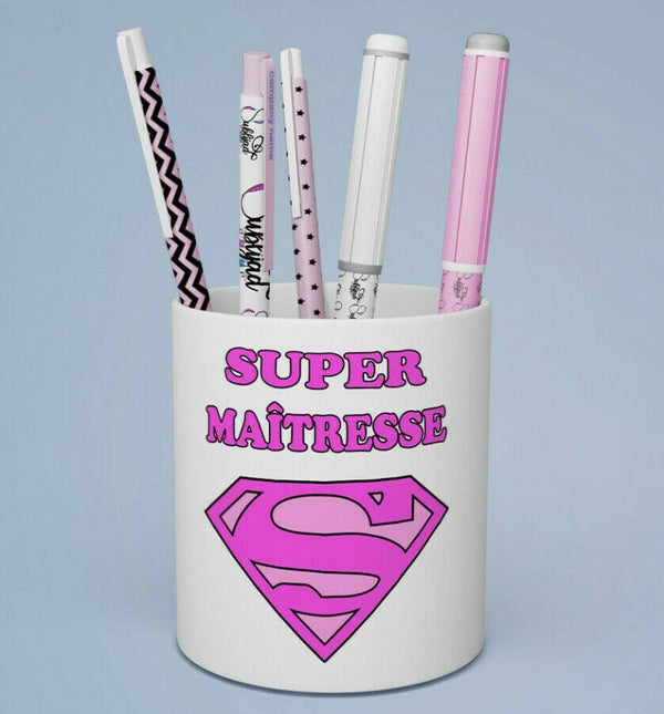 Pot à crayons Super Maîtresse Cadeau fin d'année scolaire