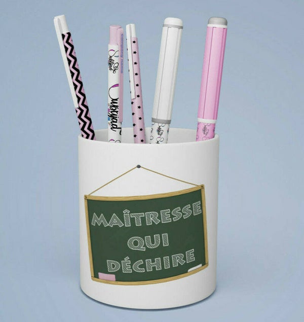 Pot à crayons Maîtresse qui déchire Cadeau fin d'année scolaire
