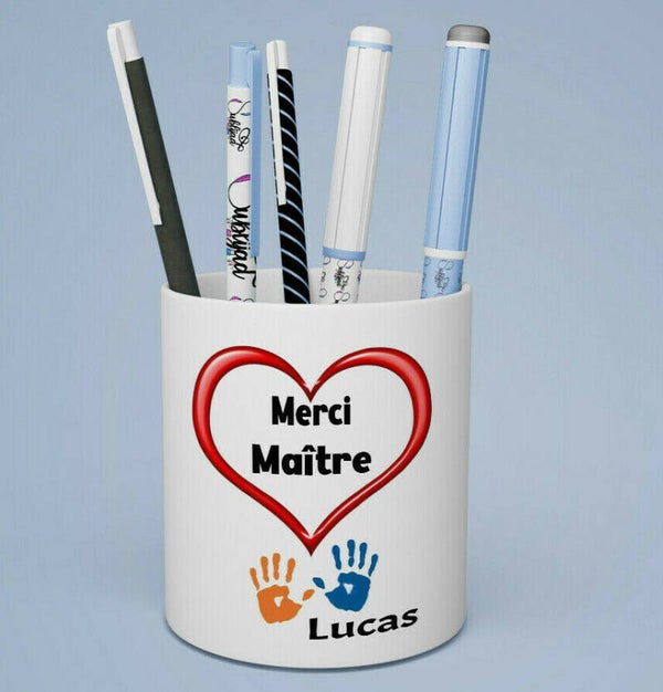 Pot à crayons Merci Maître Personnalisée avec le prénom de votre choix