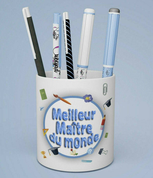 Pot à crayons Meilleur Maître du monde Cadeau fin d'année scolaire