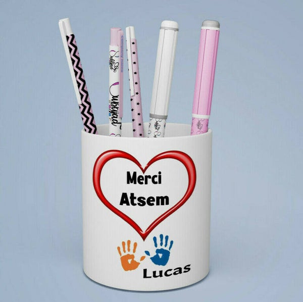 Pot à crayons Merci Atsem Personnalisée avec prénom de votre choix fin d'année
