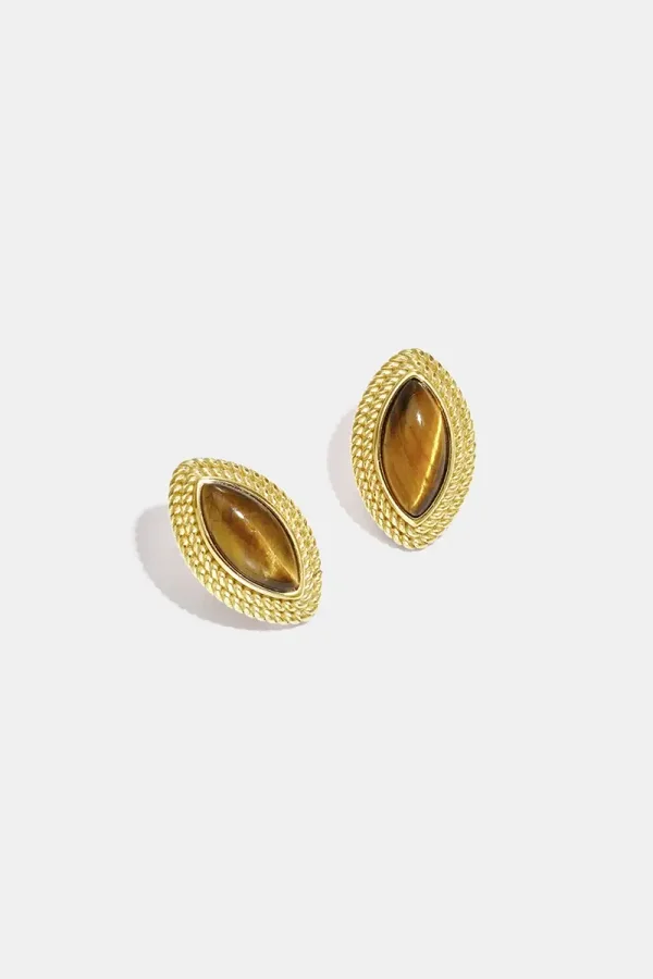 Stud Earrings Ellipse Shape gold