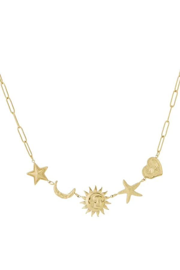 Sun Moon Star Necklace gold