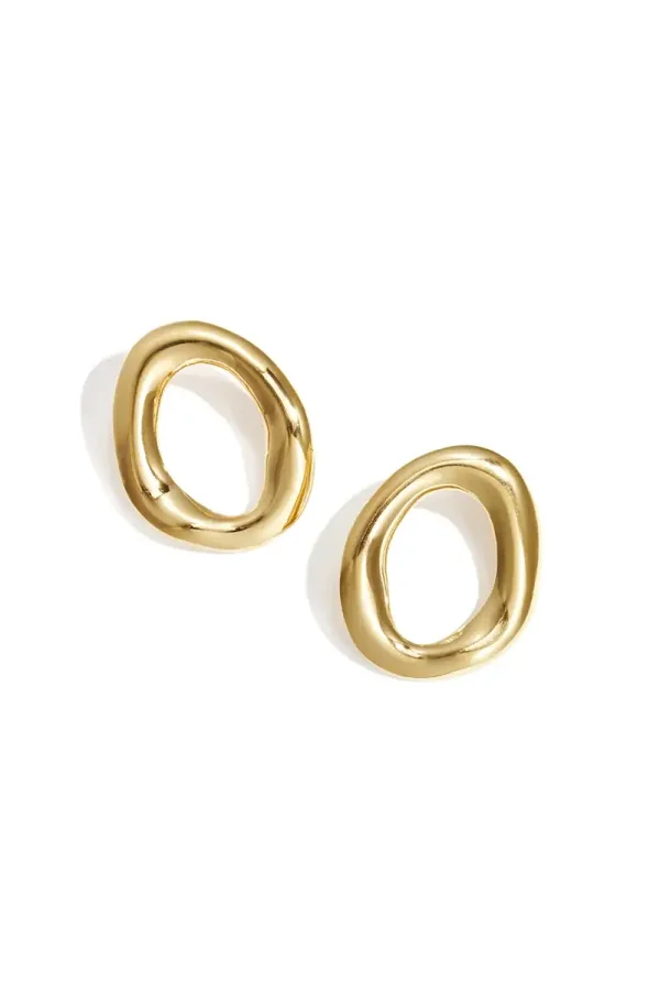 Oval Earrings With An Organic Shape gold