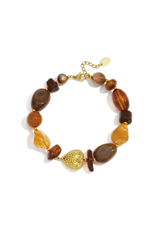 Beaded Bracelets Heart brown