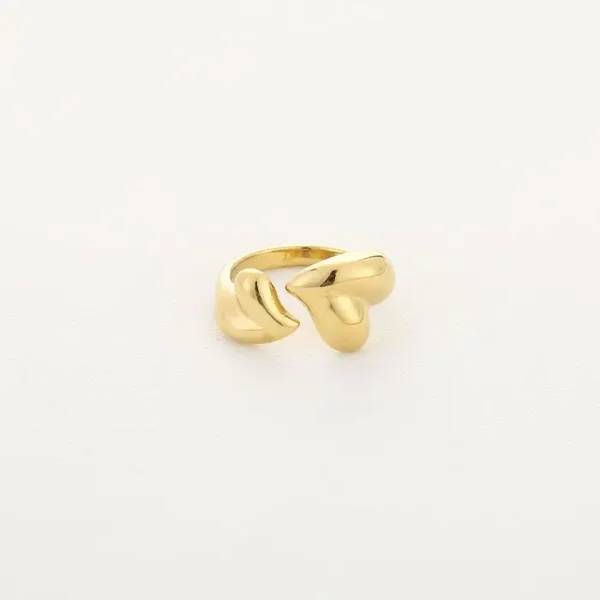 Dubbele hartjes ring goud
