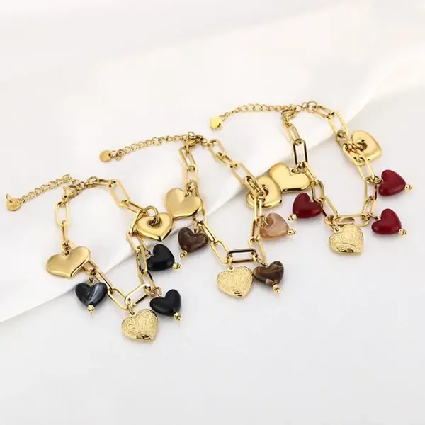 Armband met bedels wine red