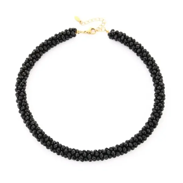 Handmade kristallen kralen ketting - Party black