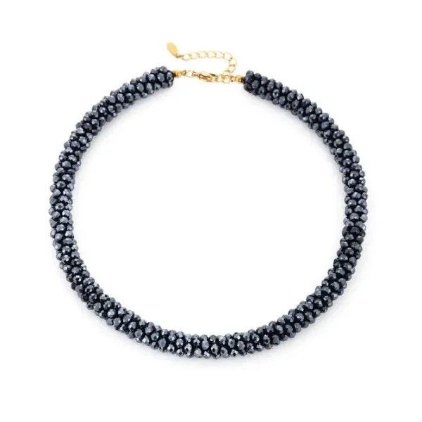 Handmade kristallen kralen ketting - Party navy