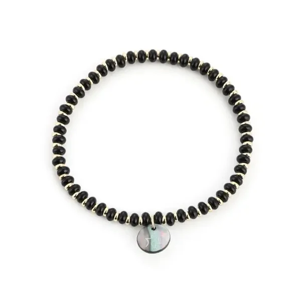 Kralen armbandje met stainless steel kralen BLACK