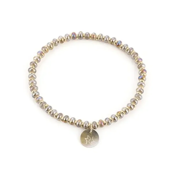 Kralen armbandje met stainless steel kralen DARK GREY