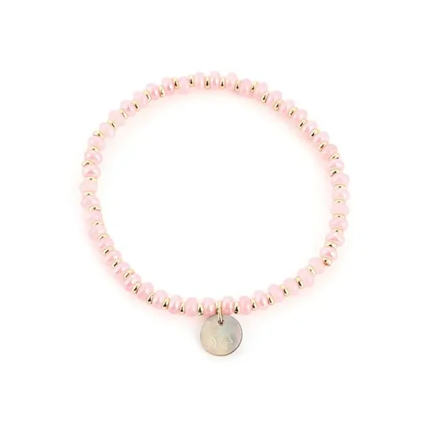 Kralen armbandje met stainless steel kralen PINK