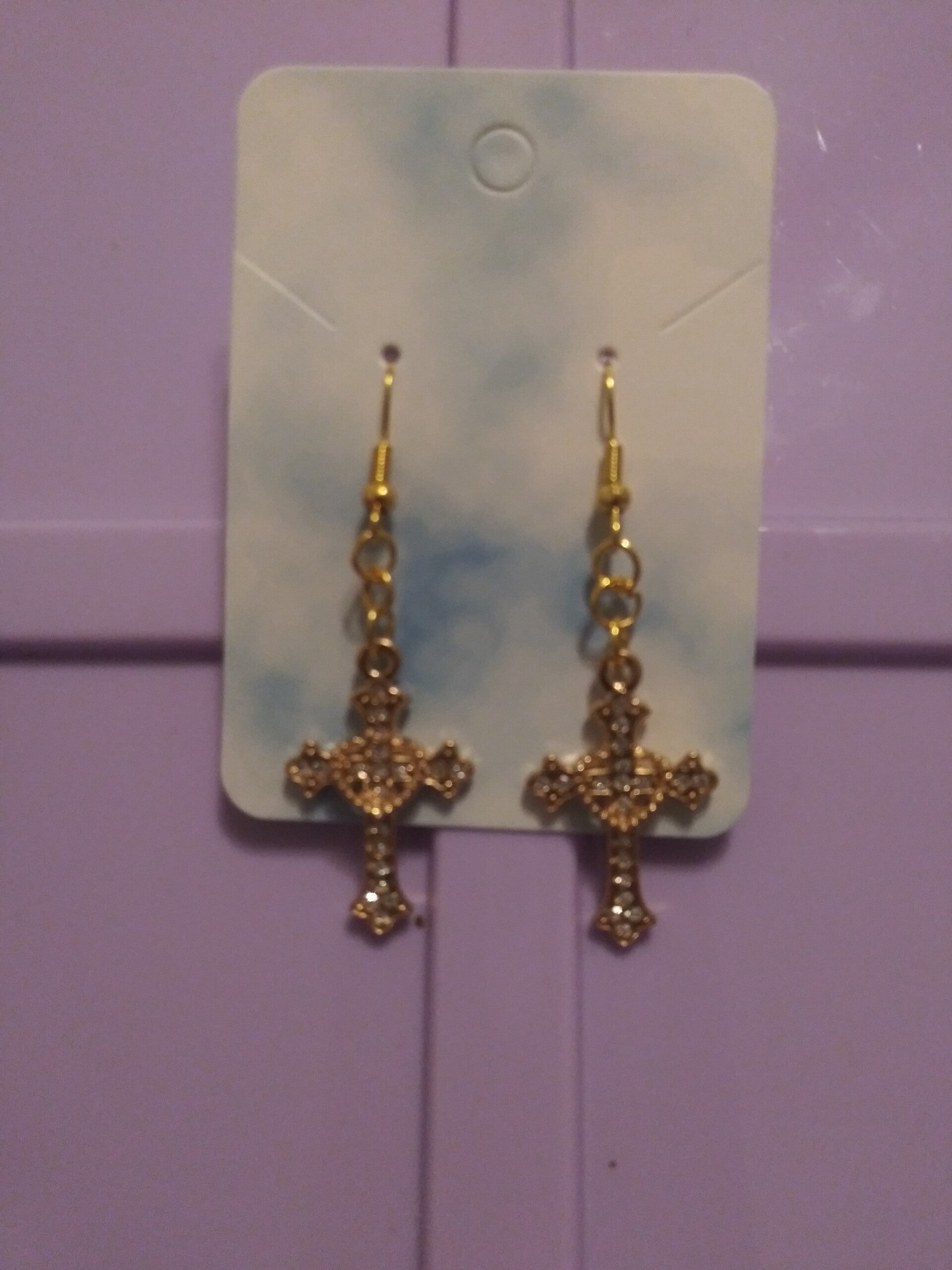 Cross Earrings Gold and silver