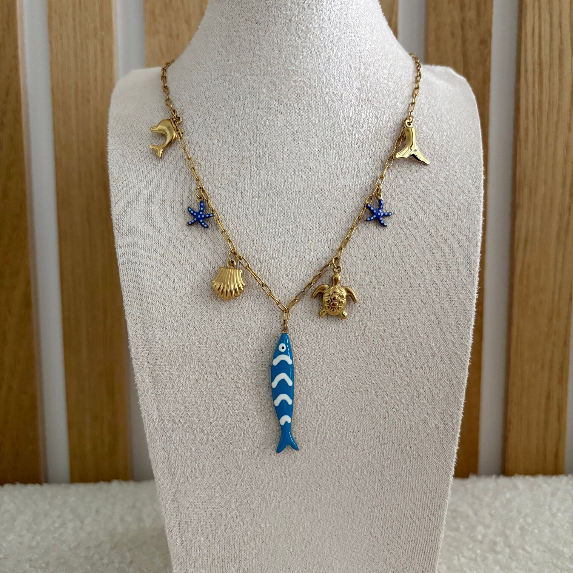 Collier océan en acier - à breloques