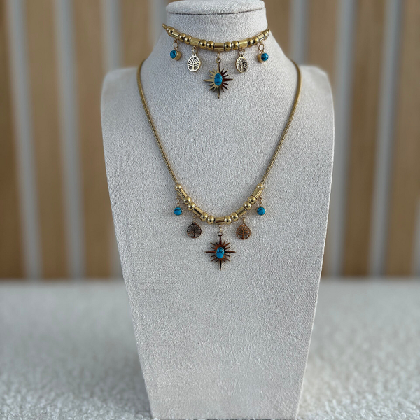 Parure à perle turquoise pour femme