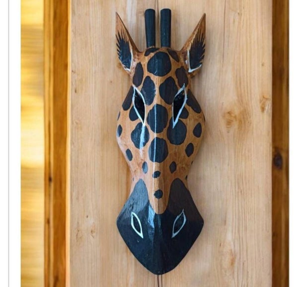 Cabeza Jirafa madera 30cm